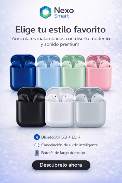 Auriculares Bluetooth 5.3 con Cargador y Estuche – Batería de Larga Duración