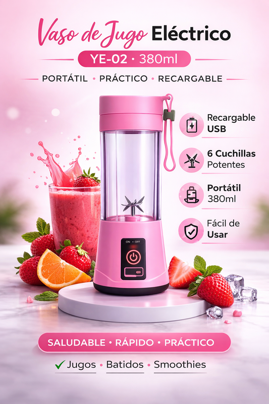 Licuadora Portátil 380 ml Compacta y Recargable